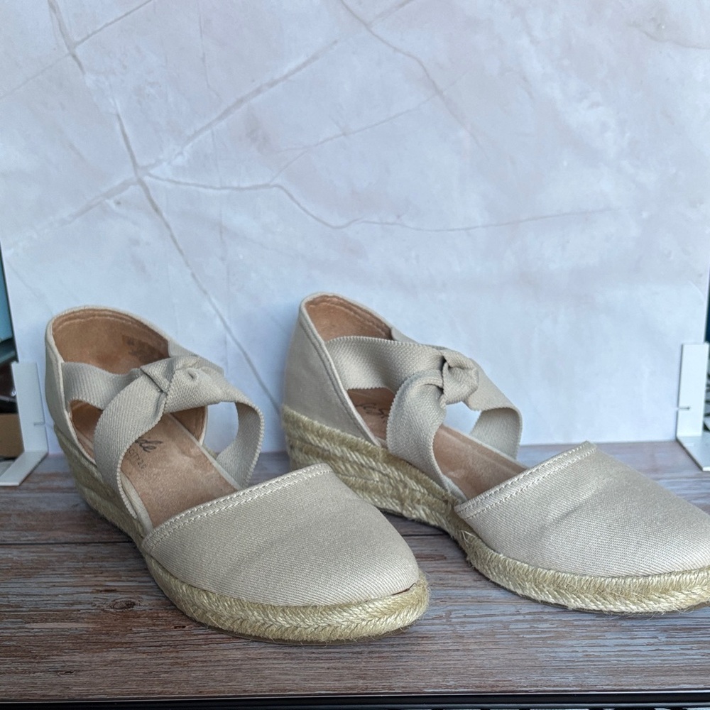 Cream Espadrille Wedge Shoes